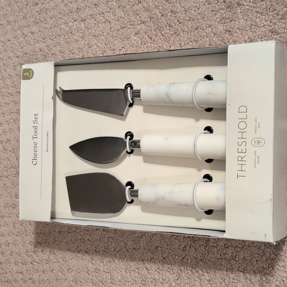 Threshold Cheese Tool Set 3 piece with Marble Handles NEW